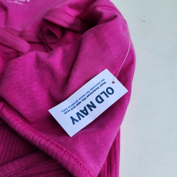 NWT Old Navy Womens Hot Pink Ribbed V-neck Halter Tie Tank Top Built In Bra M - Picture 11 of 14